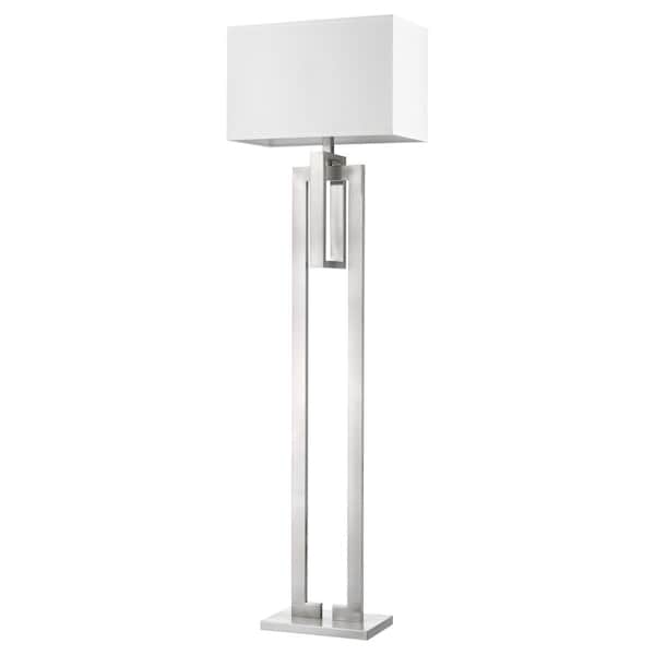 Homeroots 64 x 19 x 10 in. Precision 1-Light Brushed Nickel Floor Lamp with Ivory Shantung Shade 397943 - main